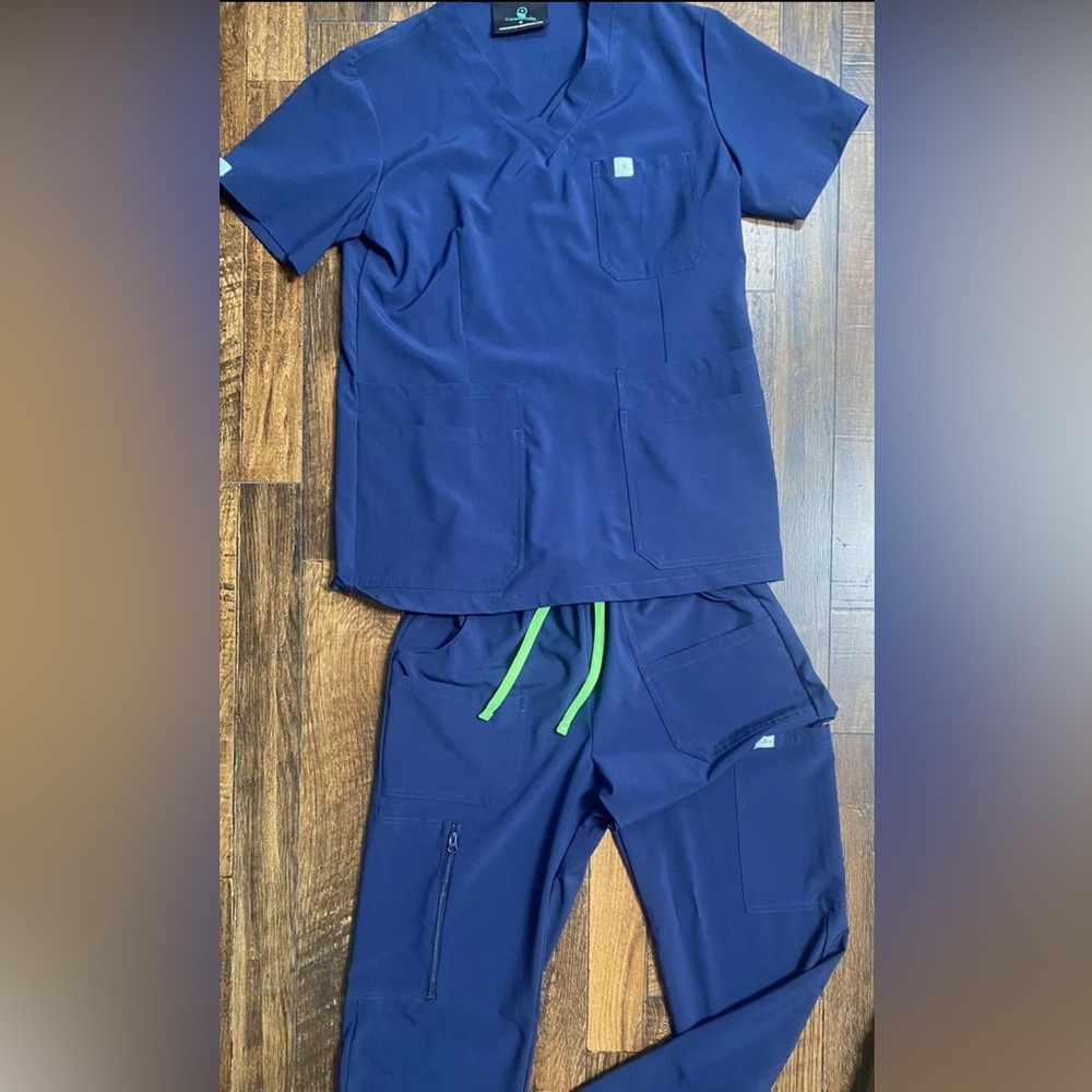 Navy blue scrubs - Small top, XS pants. NWOT